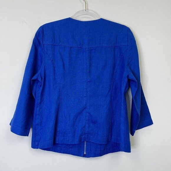NEW Chicos Linen Zip Jacket Womens Size 1 US 8 10 Cobalt Blue - Picture 11 of 12